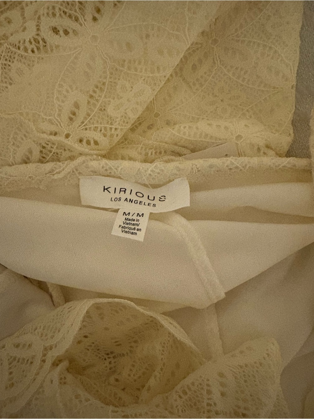 Cream Lace High-Low Slip Dress with Ruffle Detail - Picture 4 of 6